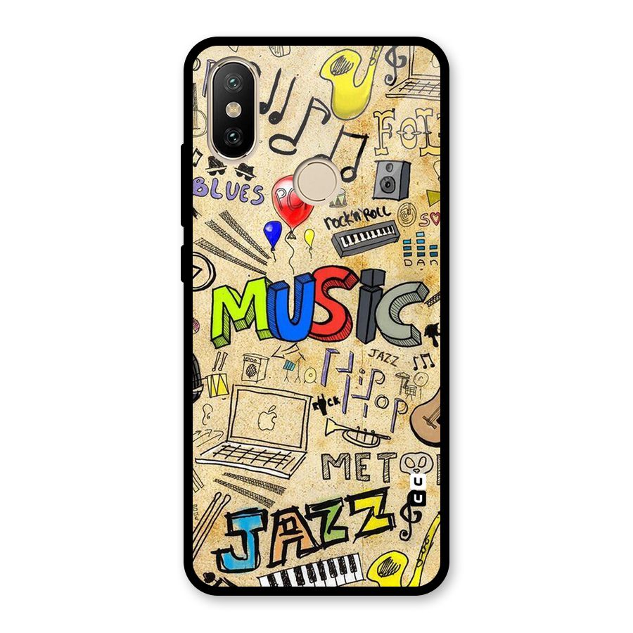 Music Pattern Glass Back Case for Redmi A2