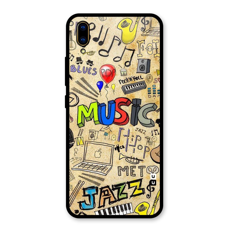 Music Pattern Glass Back Case for Vivo V11 Pro
