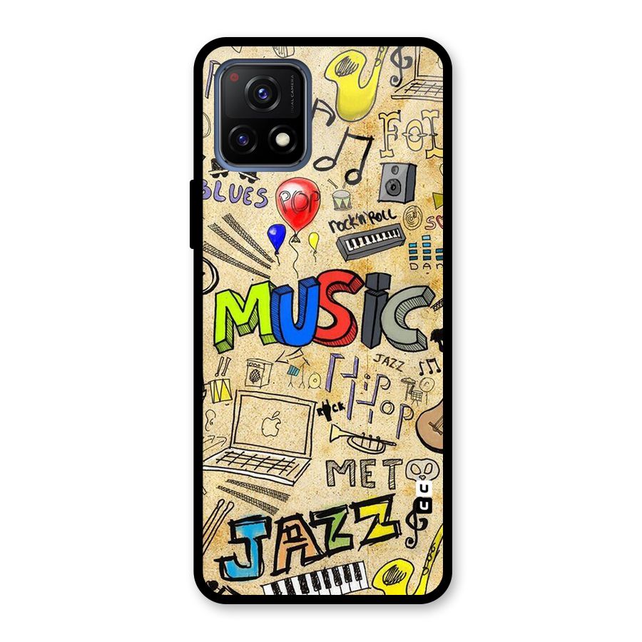 Music Pattern Glass Back Case for Vivo Y72 5G