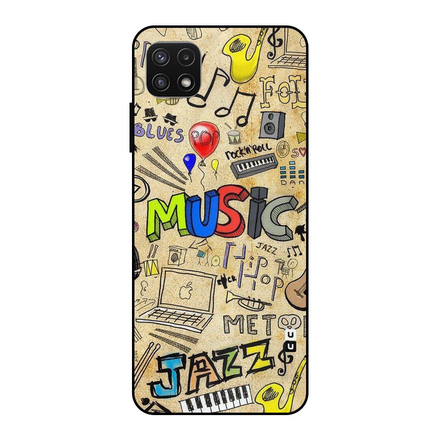 Music Pattern Metal Back Case for Galaxy A22 5G