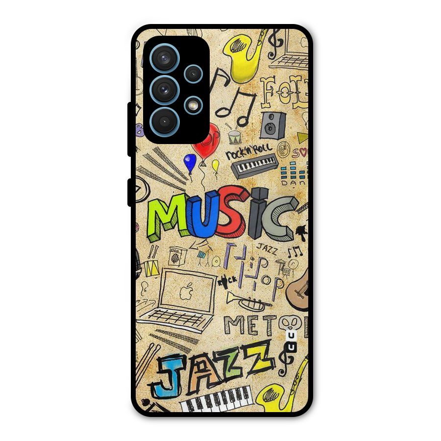 Music Pattern Metal Back Case for Galaxy A32