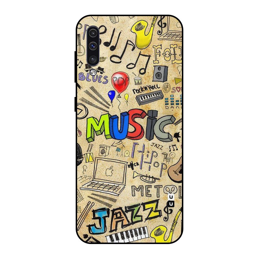 Music Pattern Metal Back Case for Galaxy A50s