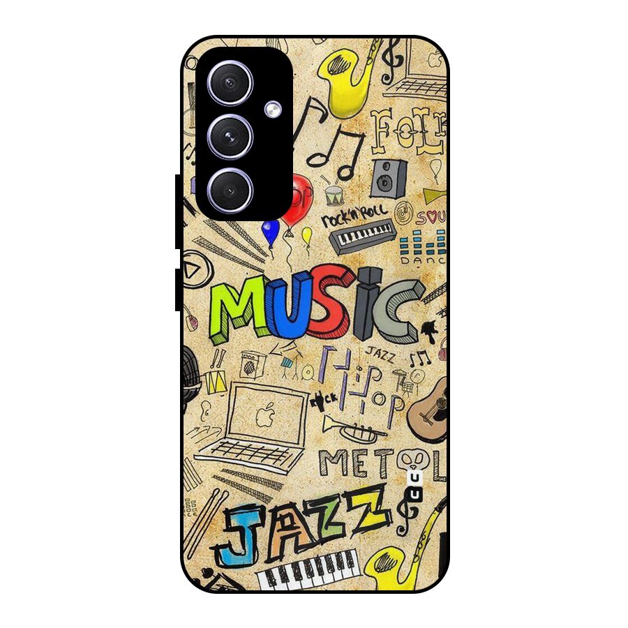 Music Pattern Metal Back Case for Galaxy A54