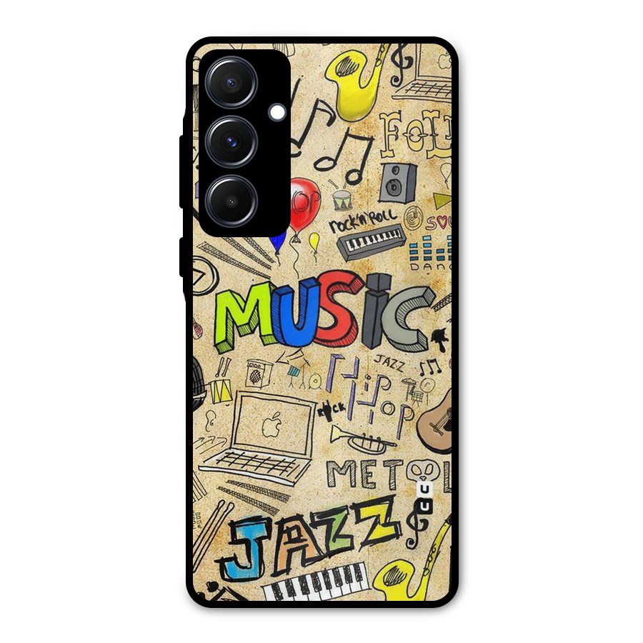 Music Pattern Metal Back Case for Galaxy A55