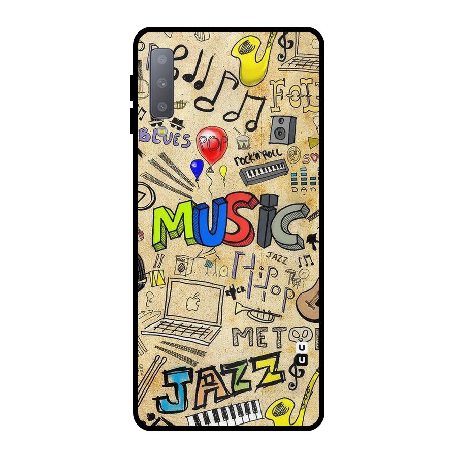 Music Pattern Metal Back Case for Galaxy A7 (2018)
