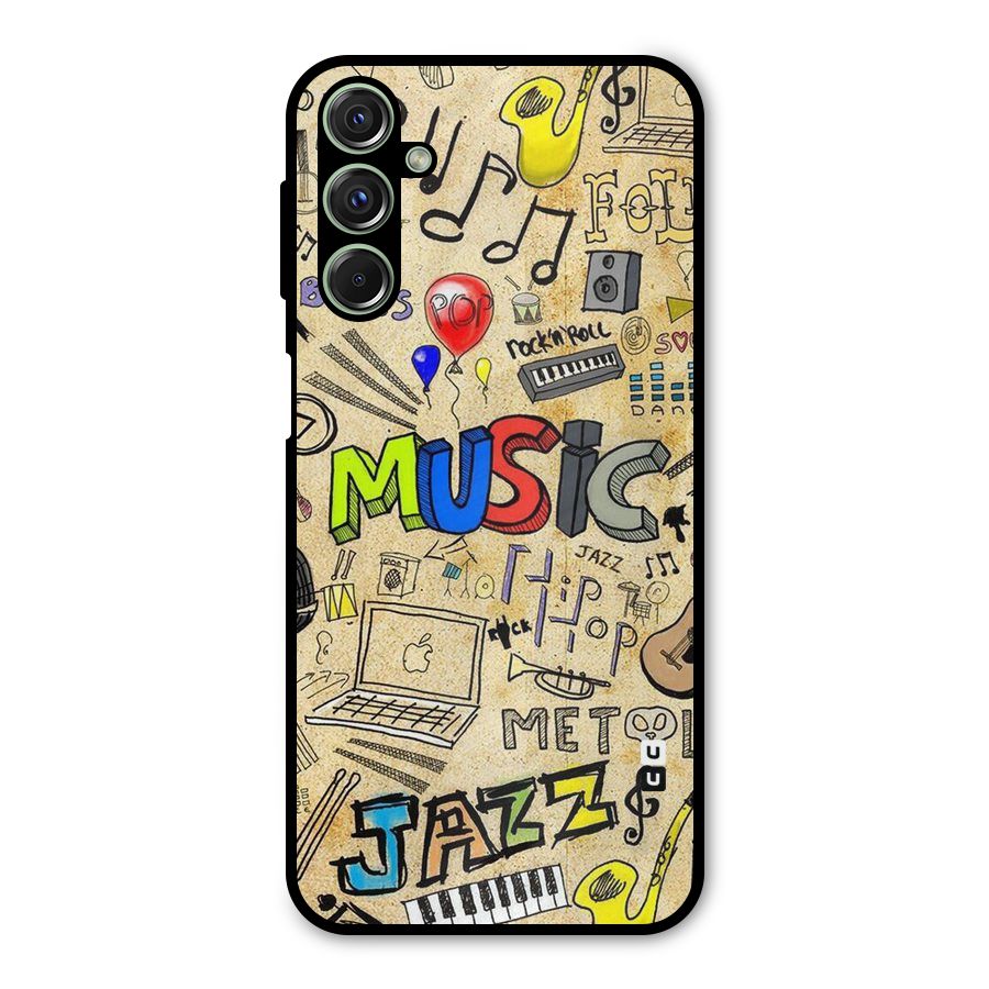 Music Pattern Metal Back Case for Galaxy F34