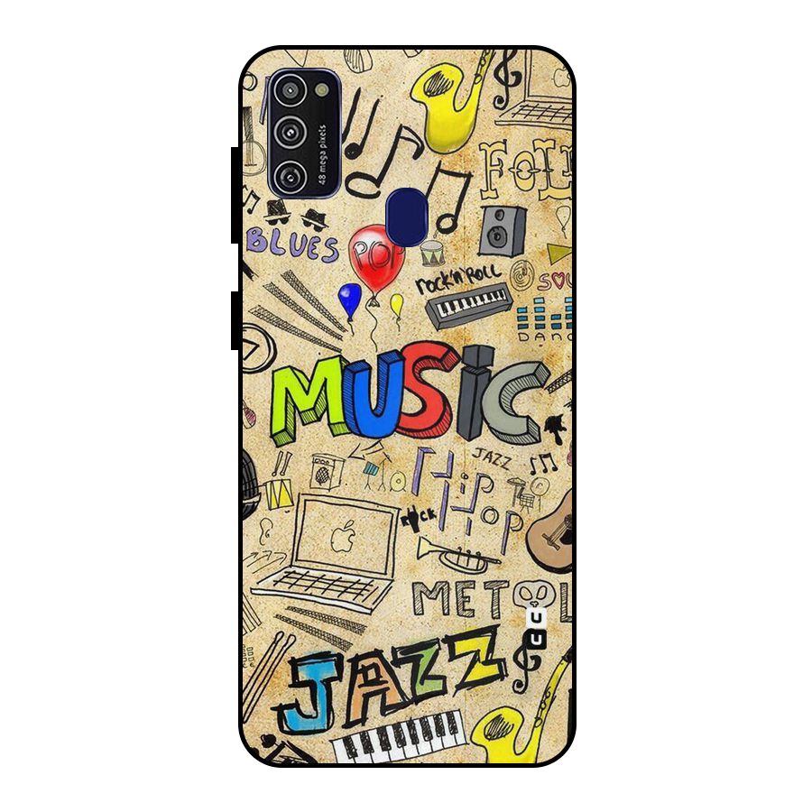 Music Pattern Metal Back Case for Galaxy M21