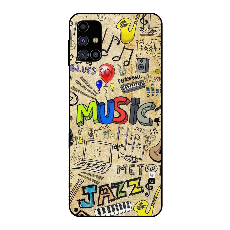 Music Pattern Metal Back Case for Galaxy M31s
