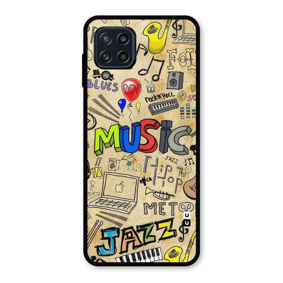 Music Pattern Metal Back Case for Galaxy M32