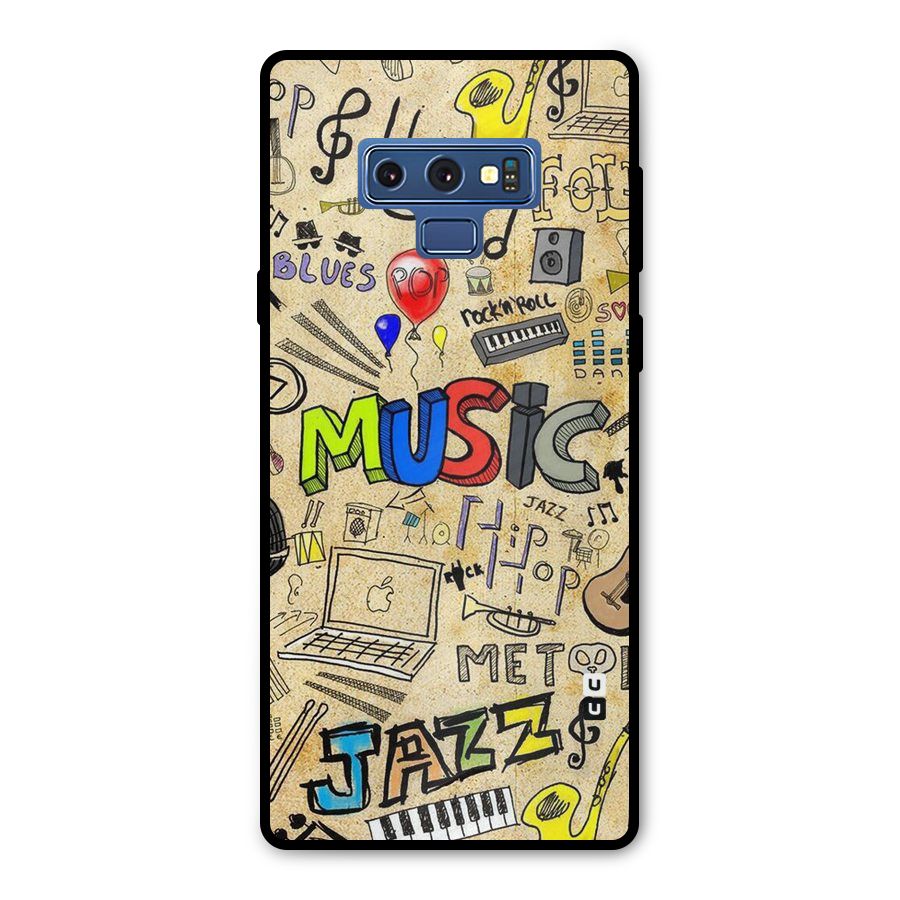 Music Pattern Metal Back Case for Galaxy Note 9