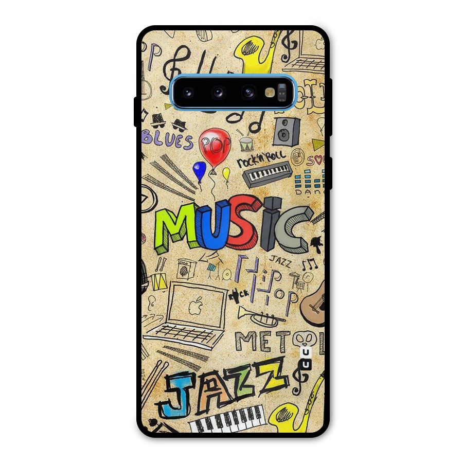 Music Pattern Metal Back Case for Galaxy S10