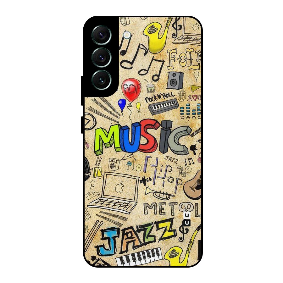 Music Pattern Metal Back Case for Galaxy S22 Plus 5G
