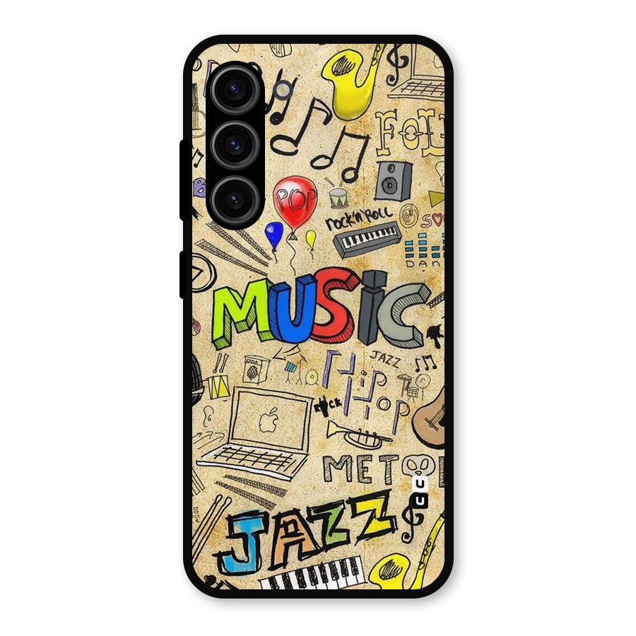 Music Pattern Metal Back Case for Galaxy S23