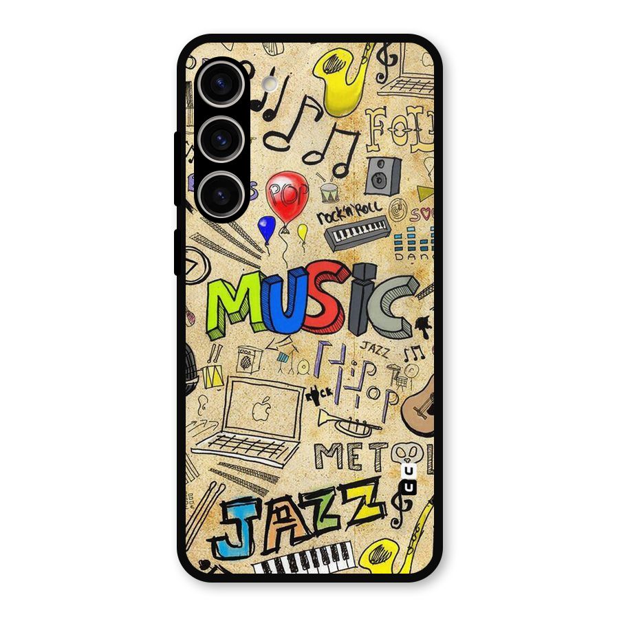 Music Pattern Metal Back Case for Galaxy S23 Plus
