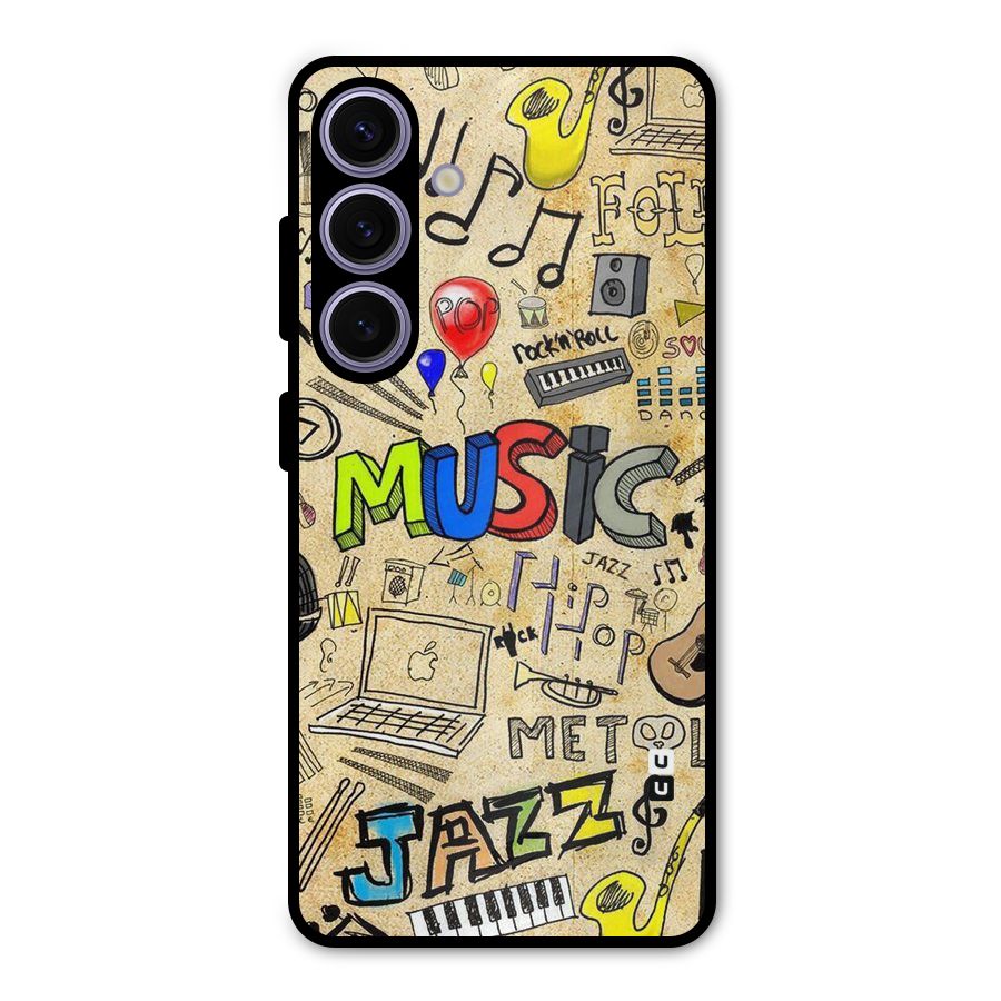 Music Pattern Metal Back Case for Galaxy S24