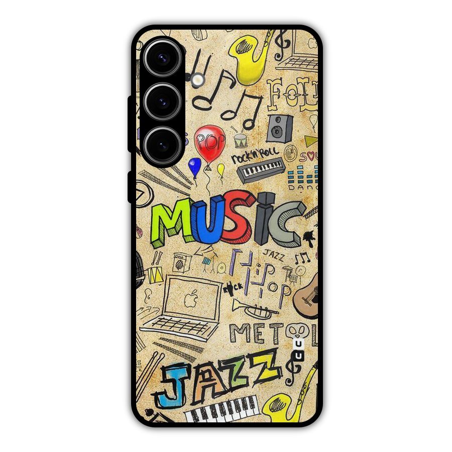 Music Pattern Metal Back Case for Galaxy S24 Plus