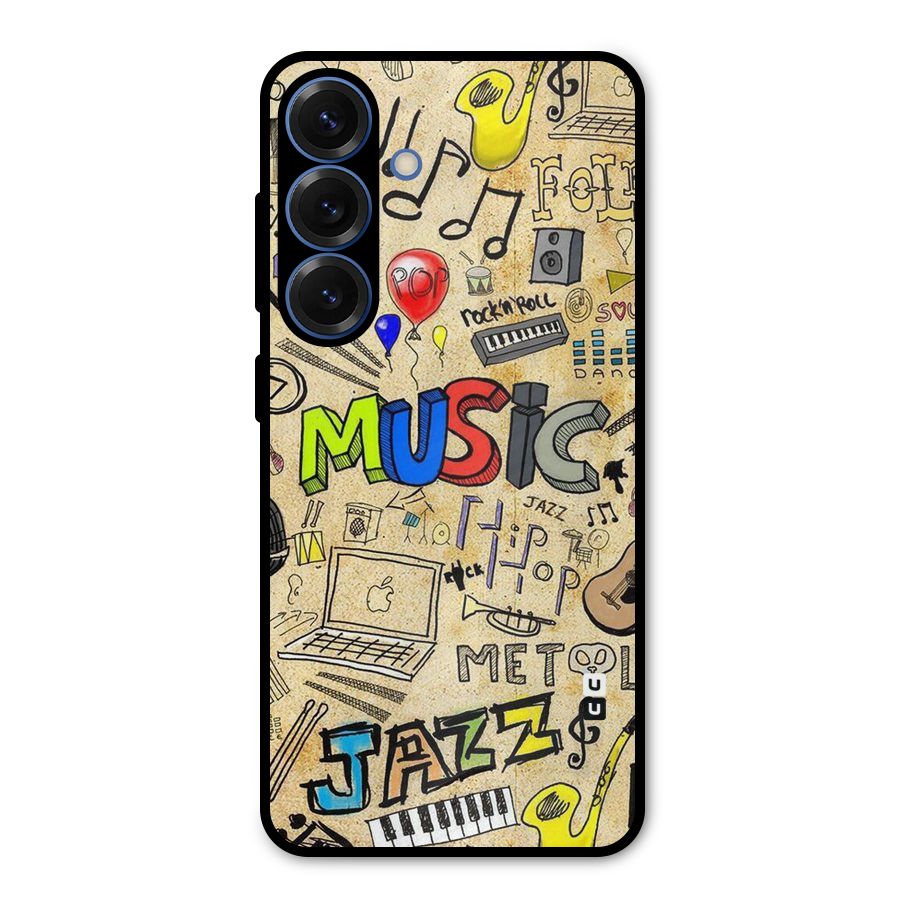 Music Pattern Metal Back Case for Galaxy S25