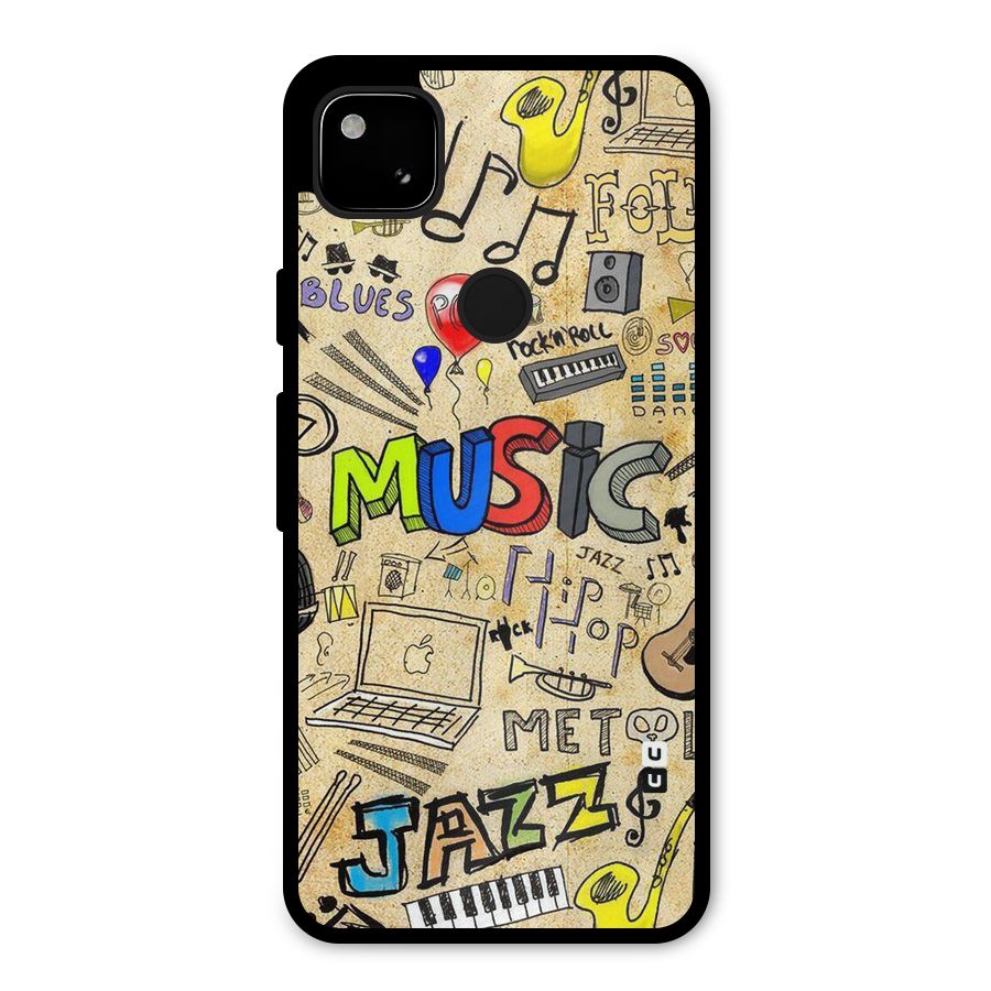 Music Pattern Metal Back Case for Google Pixel 4a