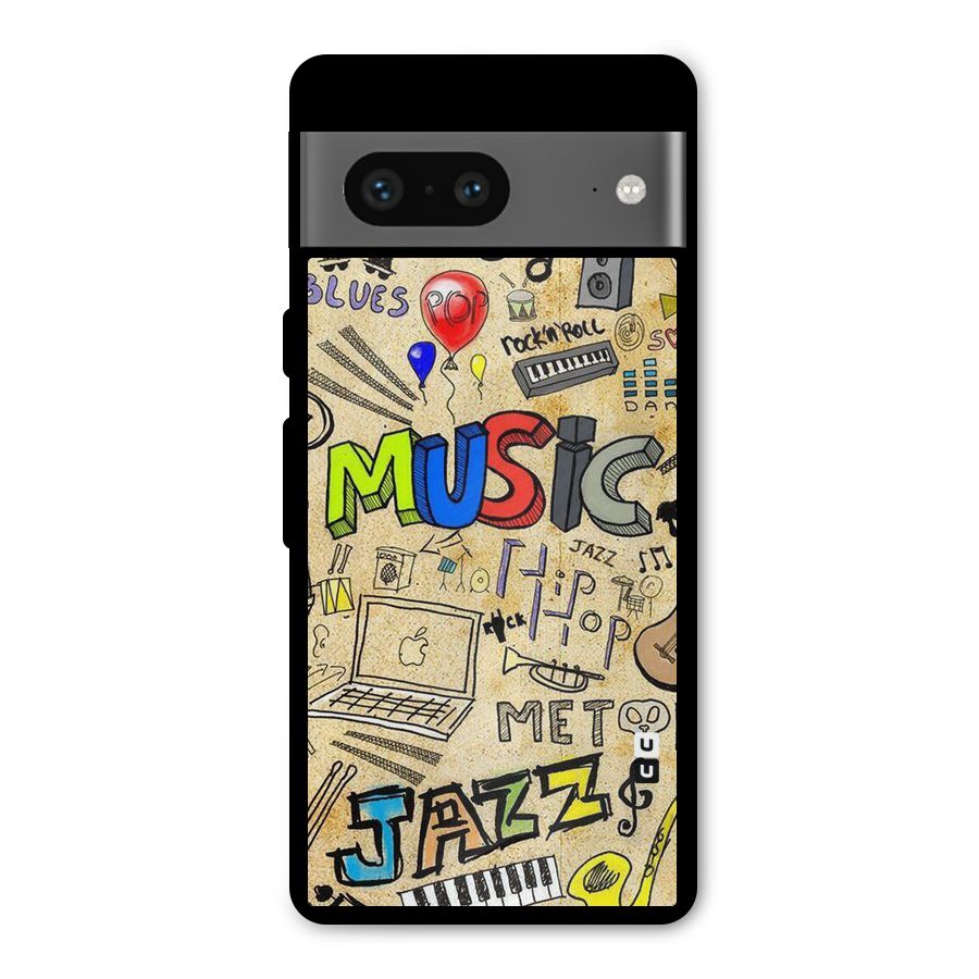 Music Pattern Metal Back Case for Google Pixel 7