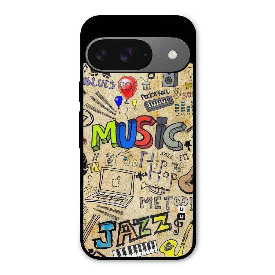 Music Pattern Metal Back Case for Google Pixel 9
