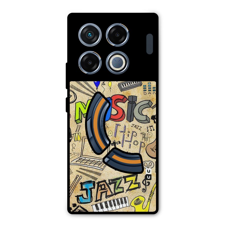 Music Pattern Metal Back Case for Infinix GT 20 Pro