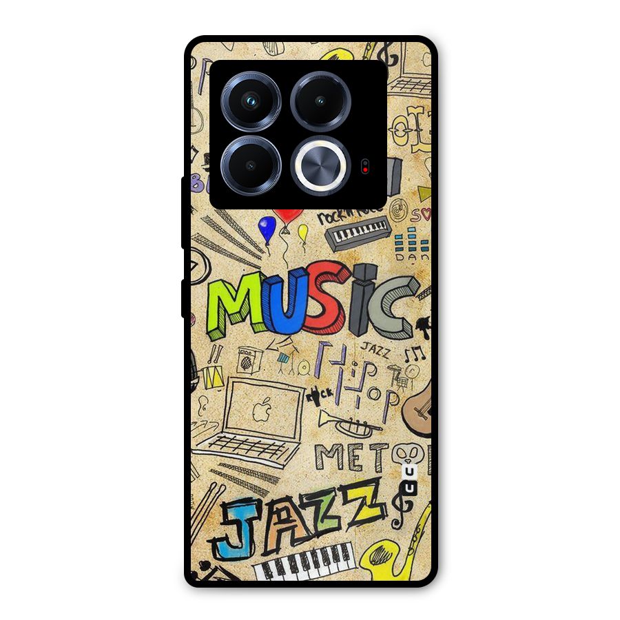 Music Pattern Metal Back Case for Infinix Note 40 5G