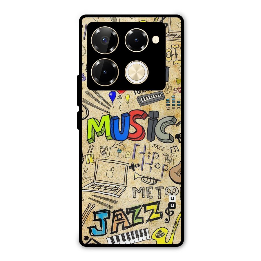 Music Pattern Metal Back Case for Infinix Note 40 Pro Plus