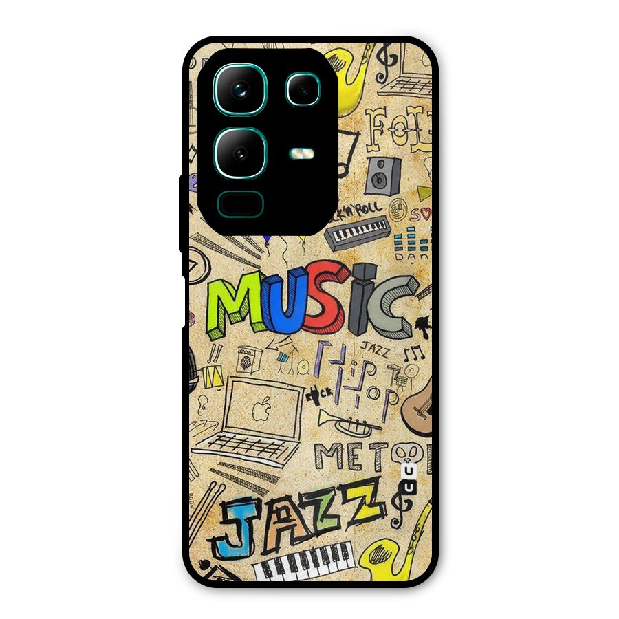Music Pattern Metal Back Case for Infinix Note 50x