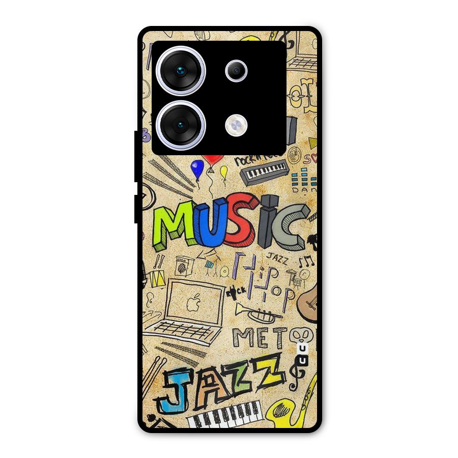 Music Pattern Metal Back Case for Infinix Zero 30 5G