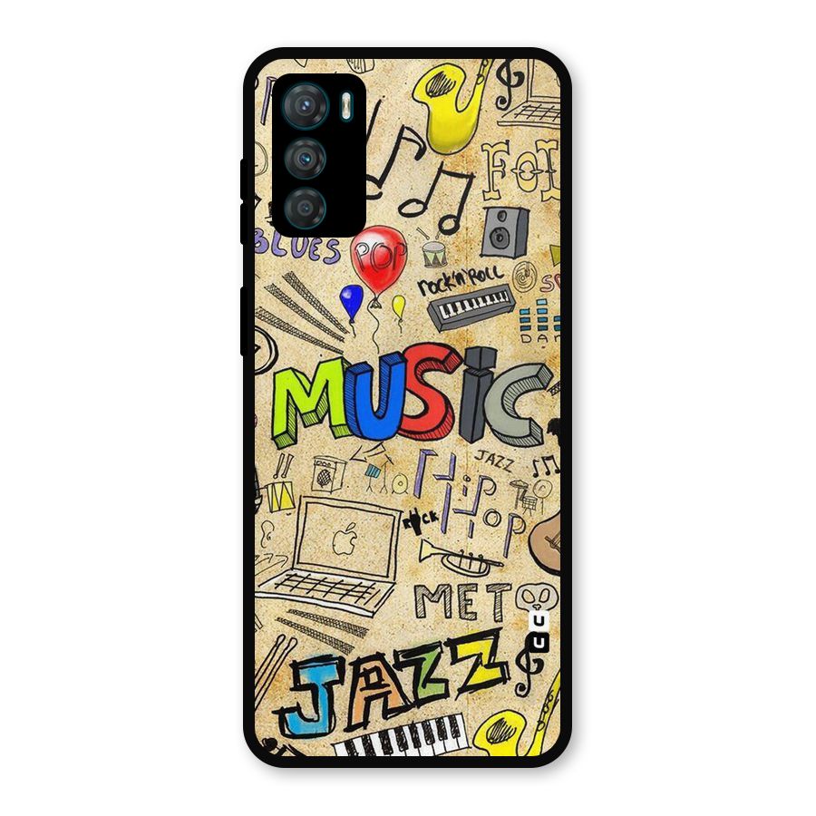 Music Pattern Metal Back Case for Moto G42