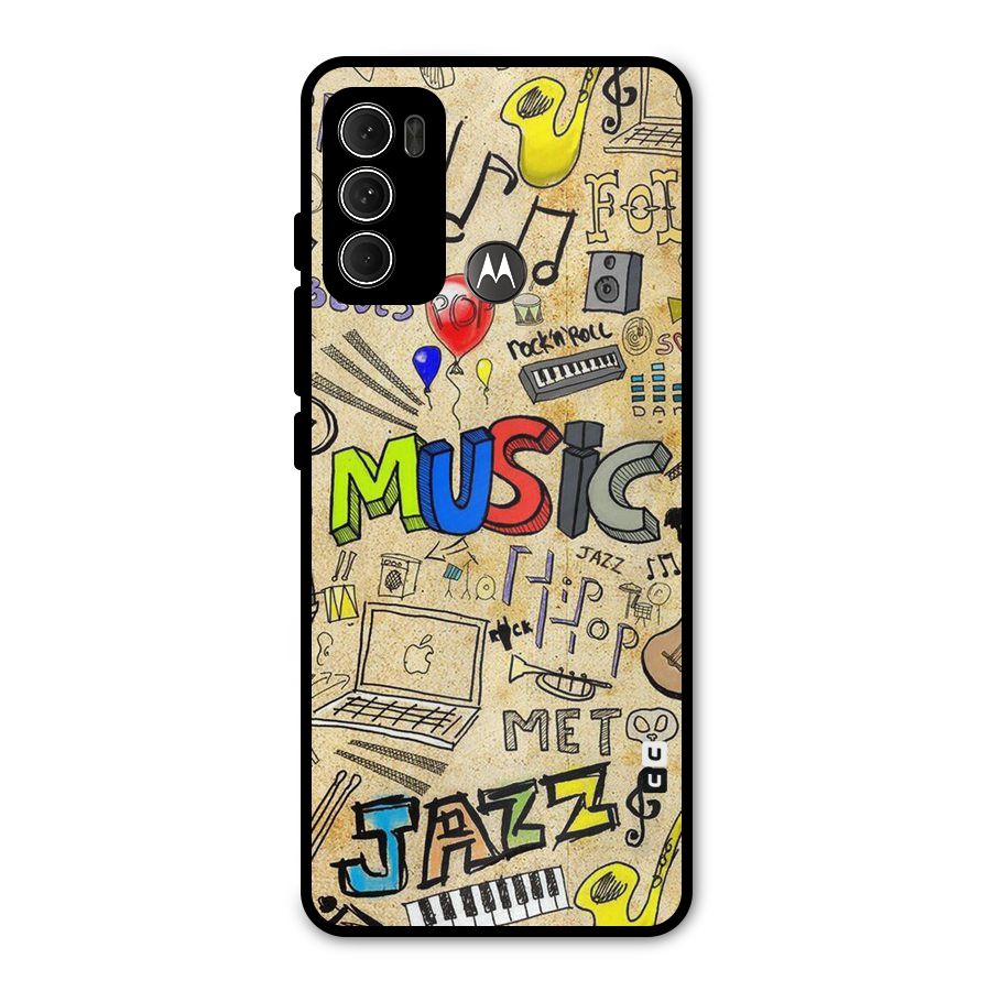 Music Pattern Metal Back Case for Moto G60