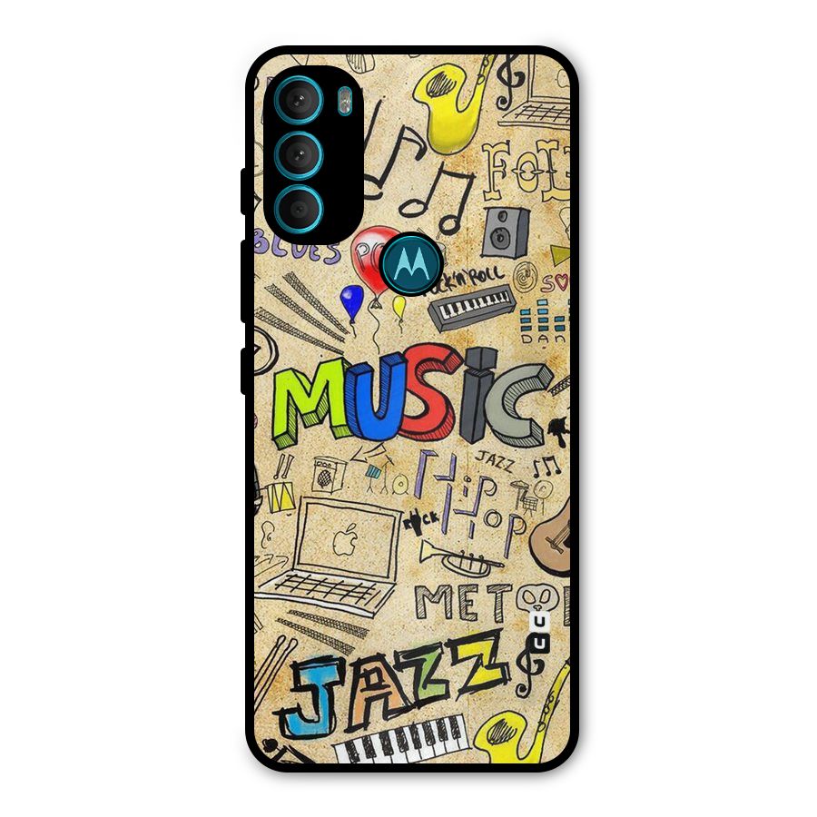 Music Pattern Metal Back Case for Moto G71 5G