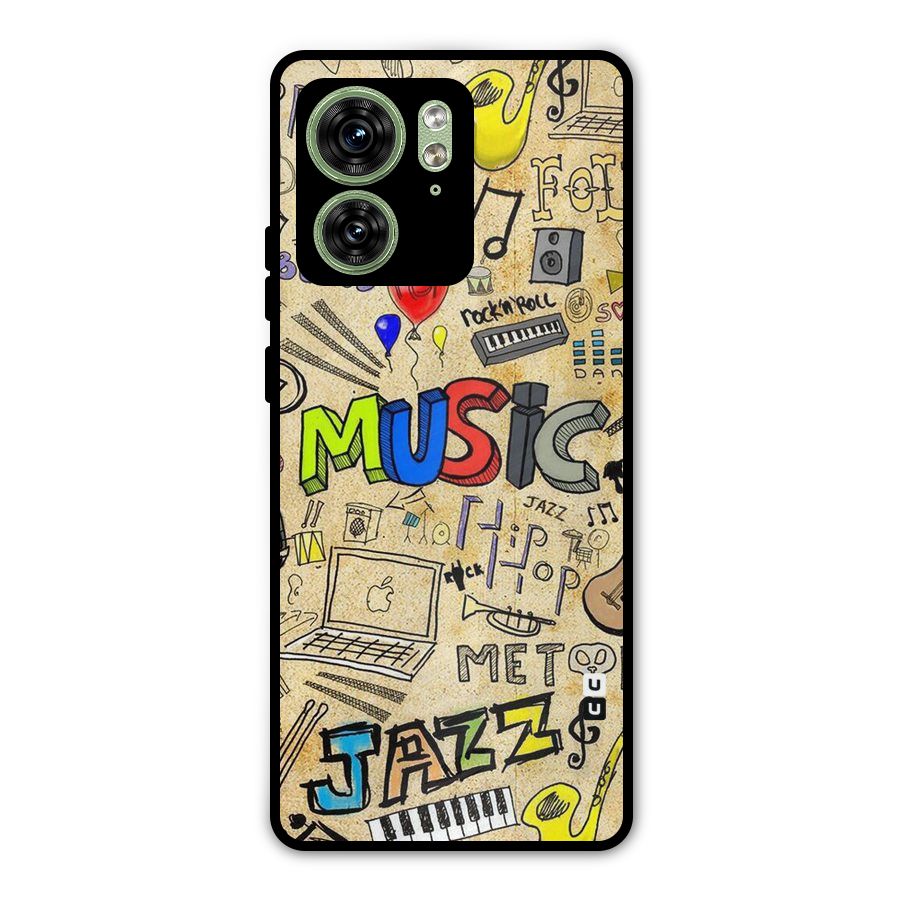 Music Pattern Metal Back Case for Motorola Edge 40 5G
