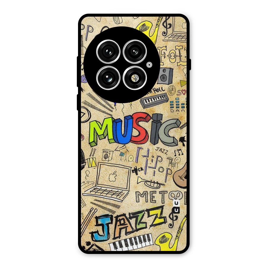 Music Pattern Metal Back Case for OnePlus 13