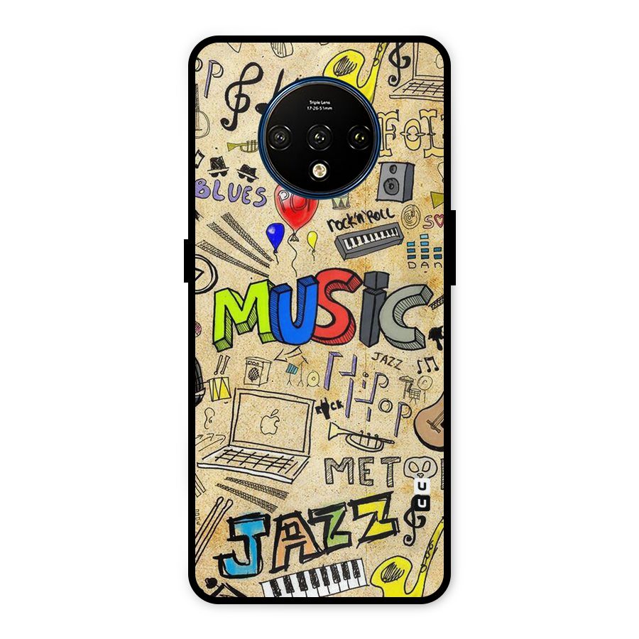 Music Pattern Metal Back Case for OnePlus 7T