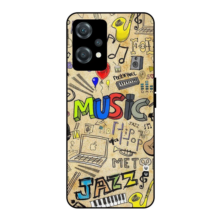 Music Pattern Metal Back Case for OnePlus Nord CE 2 Lite 5G