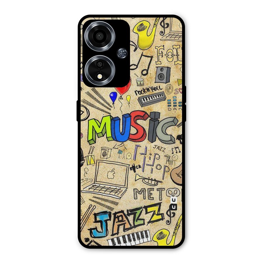 Music Pattern Metal Back Case for Oppo A59