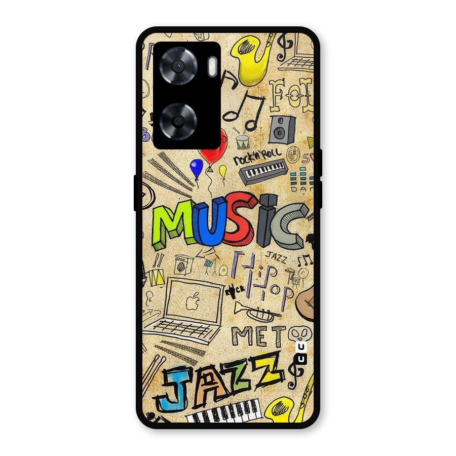 Music Pattern Metal Back Case for Oppo A77s