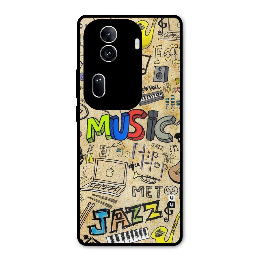 Music Pattern Metal Back Case for Oppo Reno11 Pro 5G