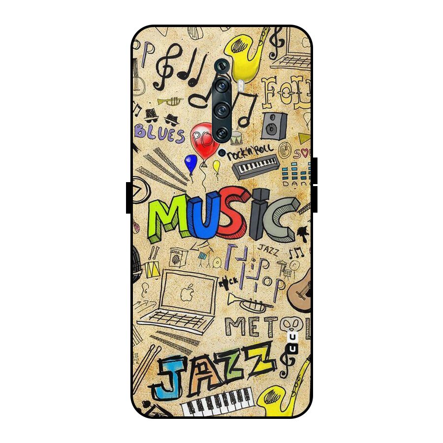 Music Pattern Metal Back Case for Oppo Reno2 F
