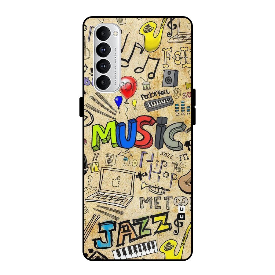 Music Pattern Metal Back Case for Oppo Reno4 Pro