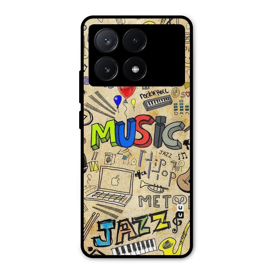 Music Pattern Metal Back Case for Poco X6 Pro