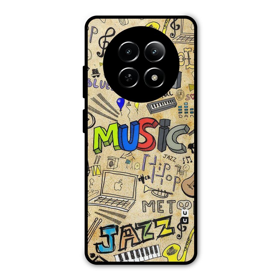 Music Pattern Metal Back Case for Realme 12 5G