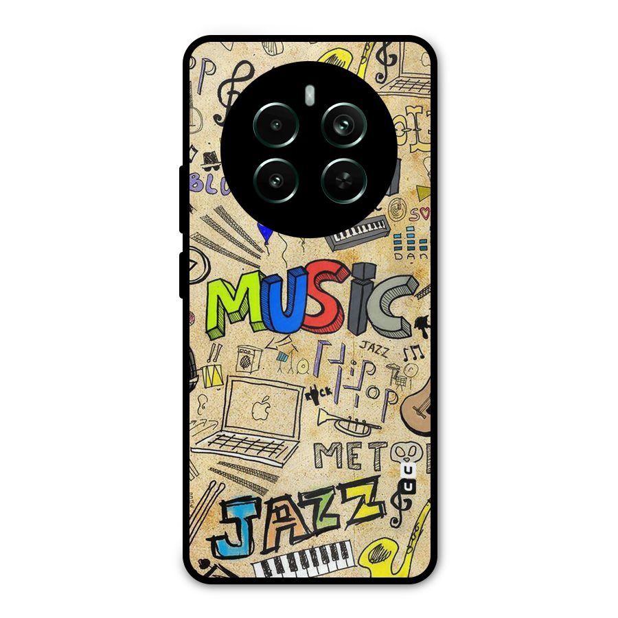 Music Pattern Metal Back Case for Realme 12 Pro Plus