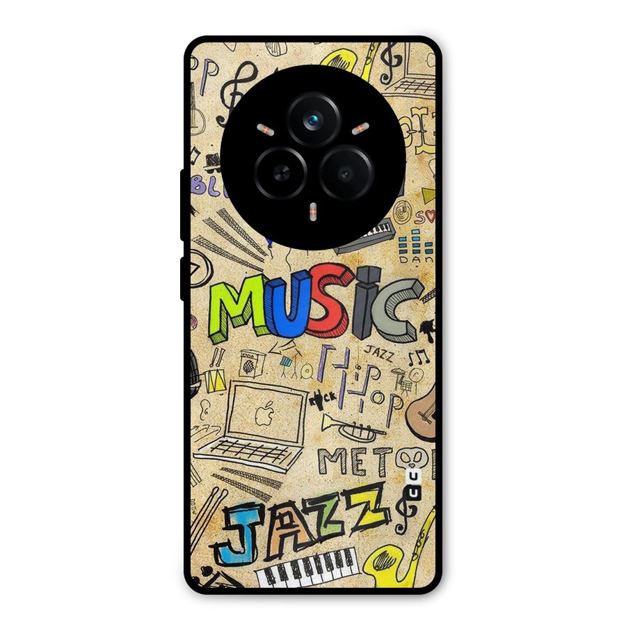 Music Pattern Metal Back Case for Realme 14 Pro