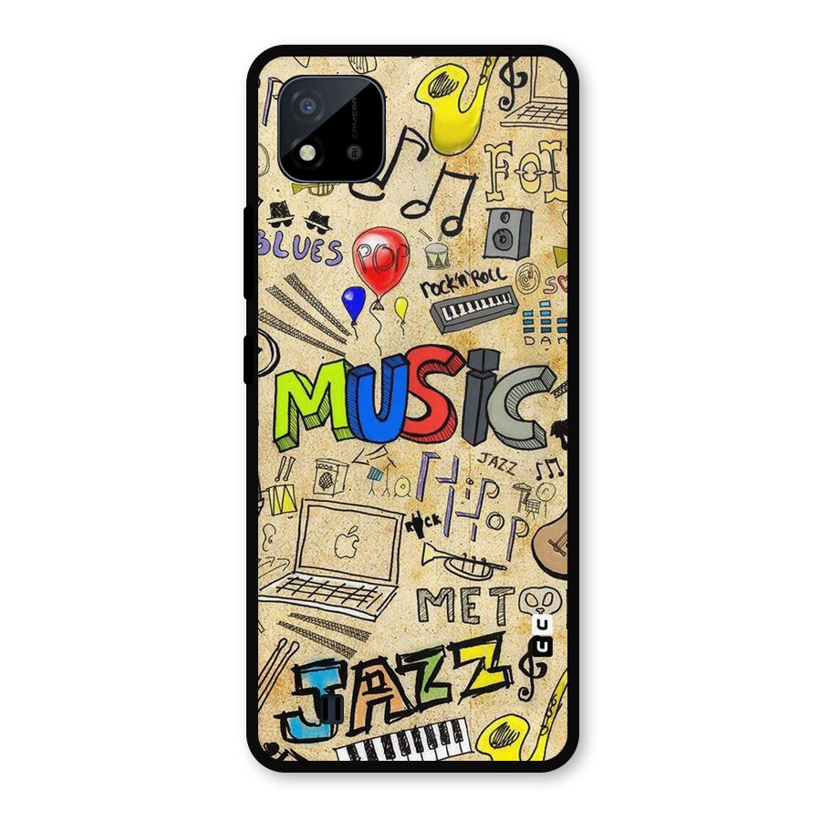 Music Pattern Metal Back Case for Realme C11 2021
