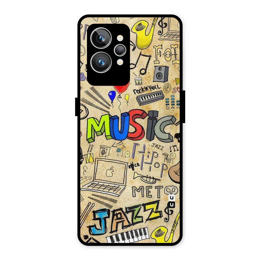 Music Pattern Metal Back Case for Realme GT2 Pro