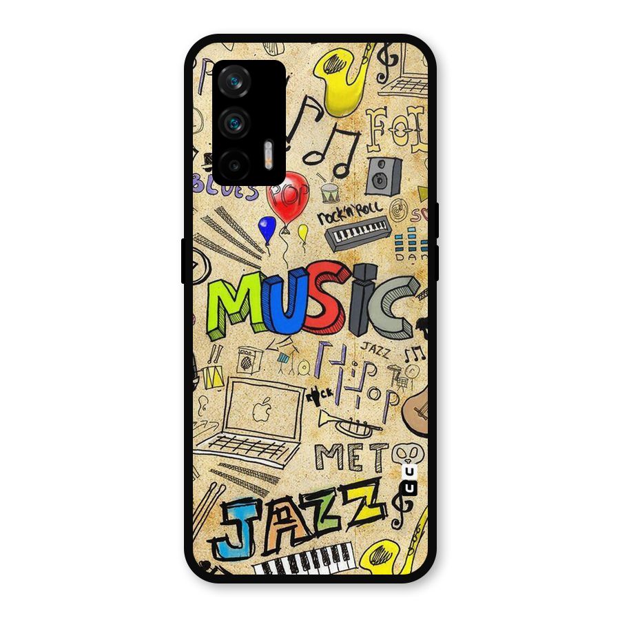 Music Pattern Metal Back Case for Realme GT 5G