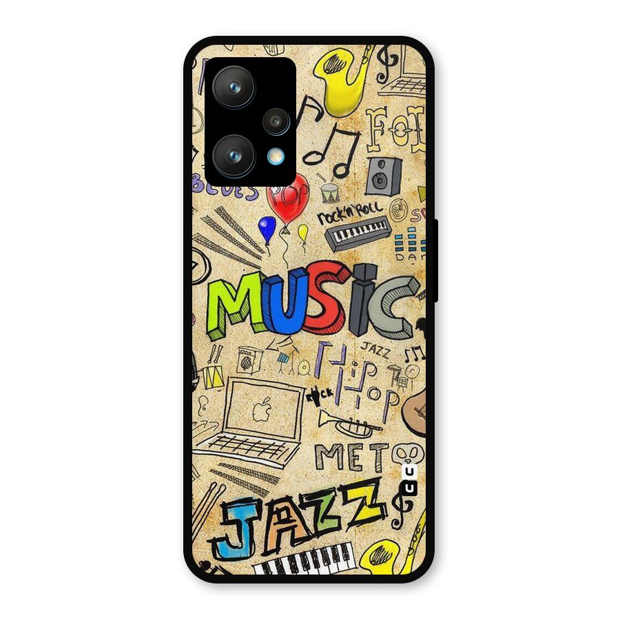 Music Pattern Metal Back Case for Realme Narzo 50 Pro