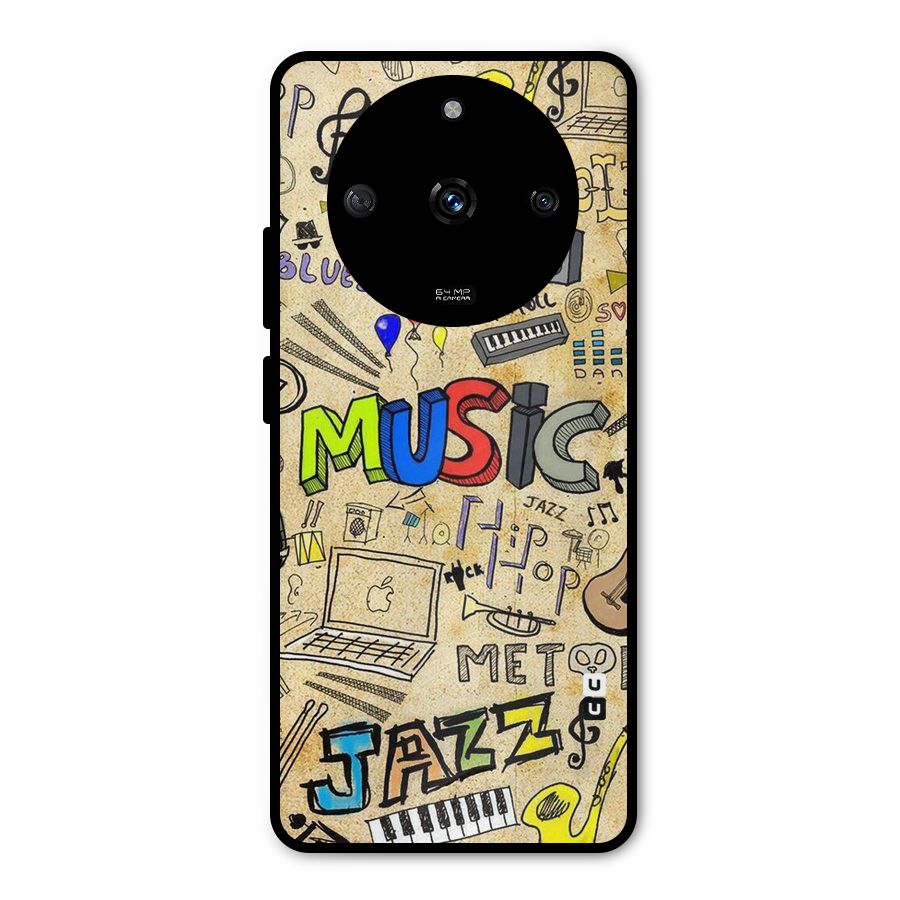 Music Pattern Metal Back Case for Realme Narzo 60 5G